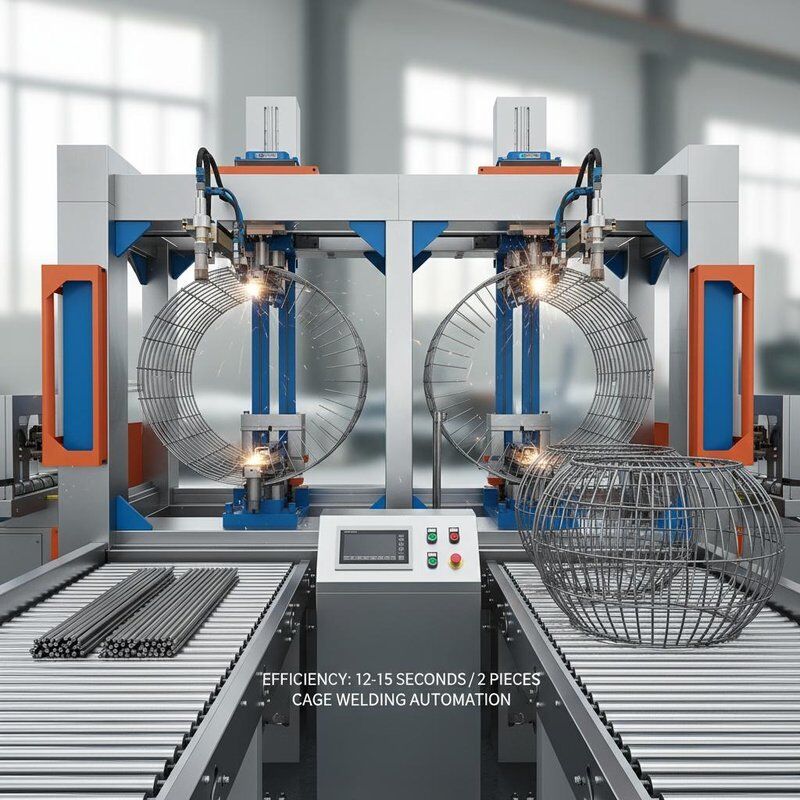Efficiency 12 to 15 seconds per 2 pieces Cage Welding Automation platform delivering high welding and optimized workflow